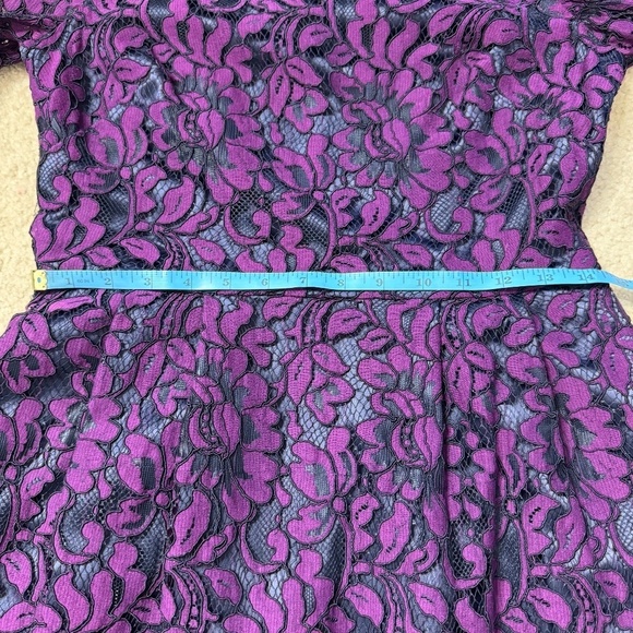 Eliza J Cocktail Dress Purple Lace Long Sleeve Scalloped Hem Party Dress Size 6 - Picture 10 of 15